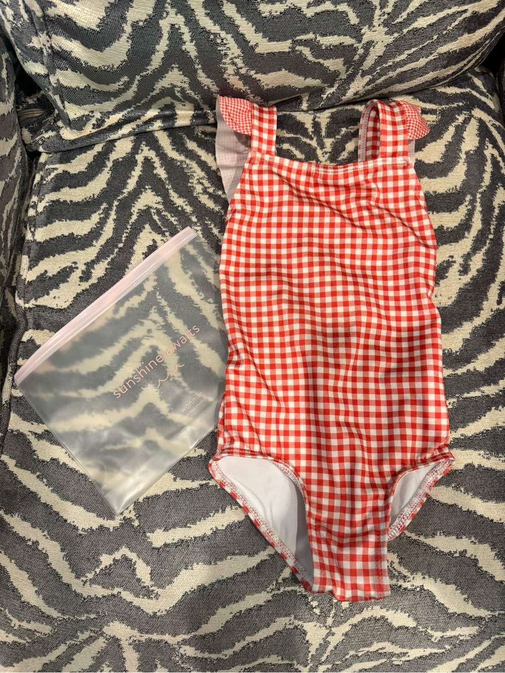 GUC MINNOW 3/4 Orange/Burnt Red Gingham plaid One-Piece Swimsuit